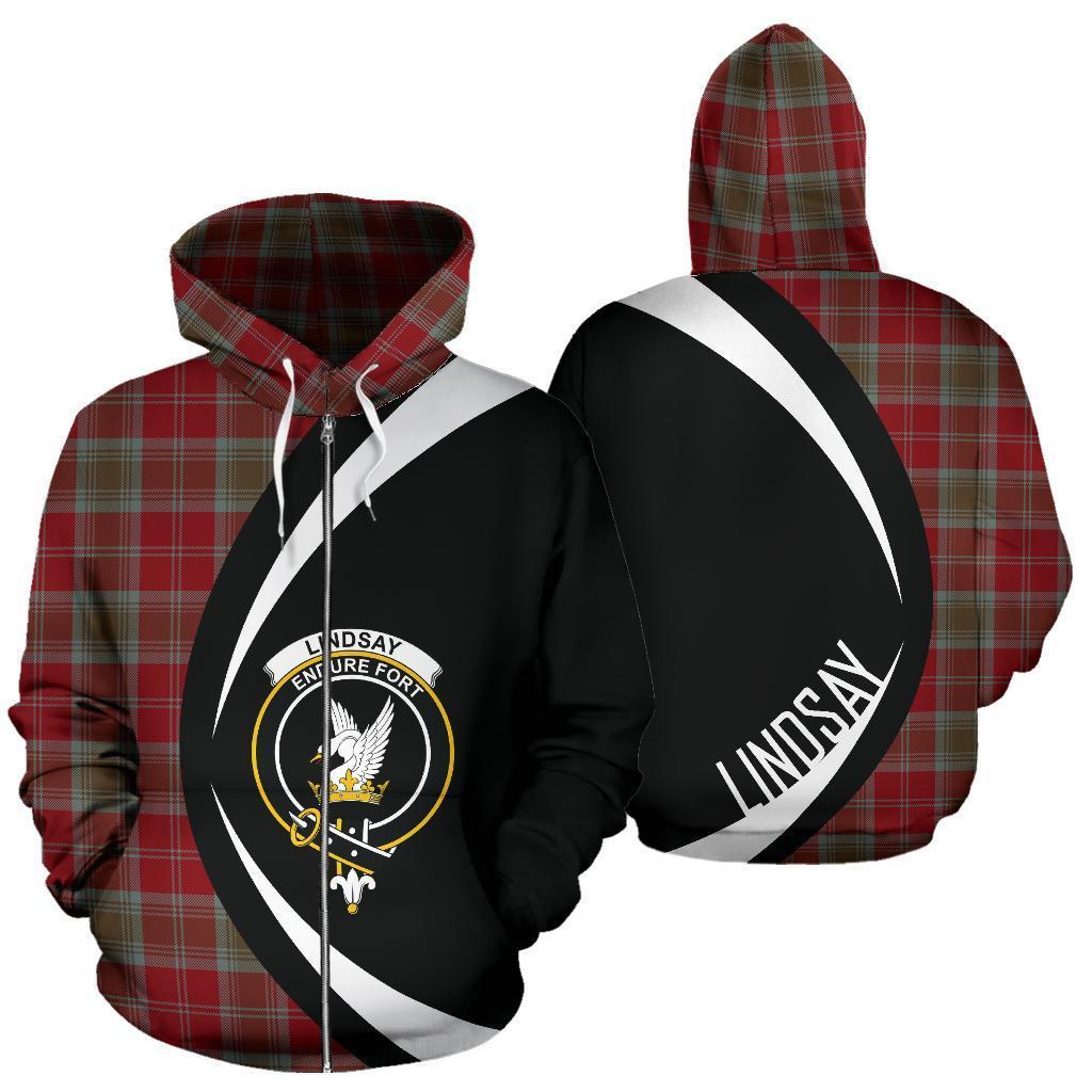 Lindsay Weathered Tartan Crest Zipper Hoodie - Circle Style