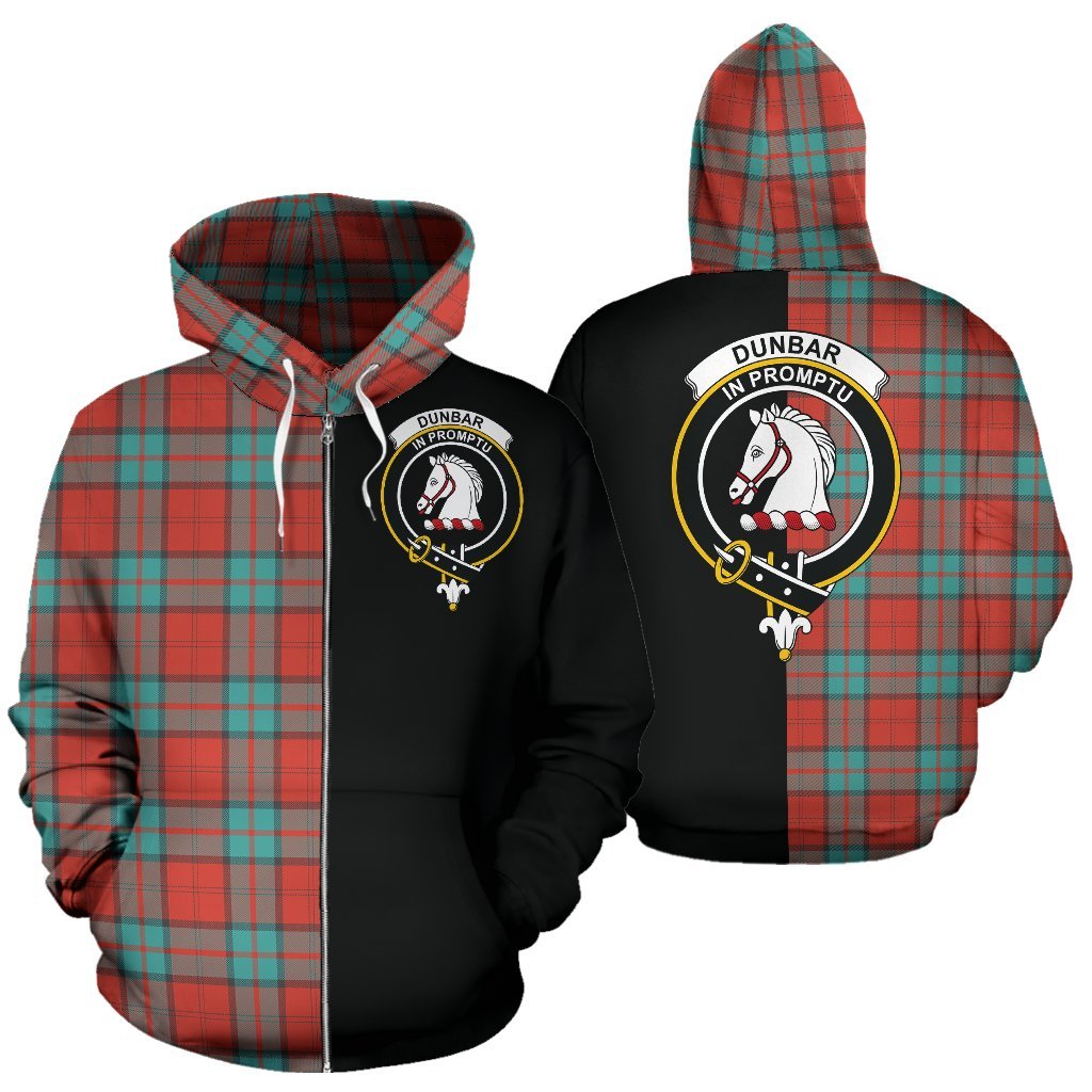 Dunbar Ancient Tartan Crest Zipper Hoodie - Half Of Me Style