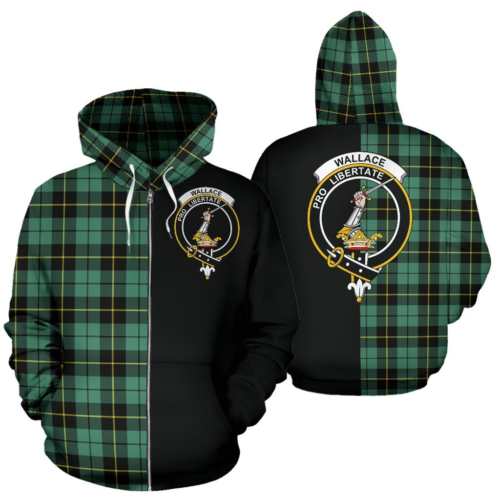 Wallace Hunting Ancient Tartan Crest Zipper Hoodie - Half Of Me Style