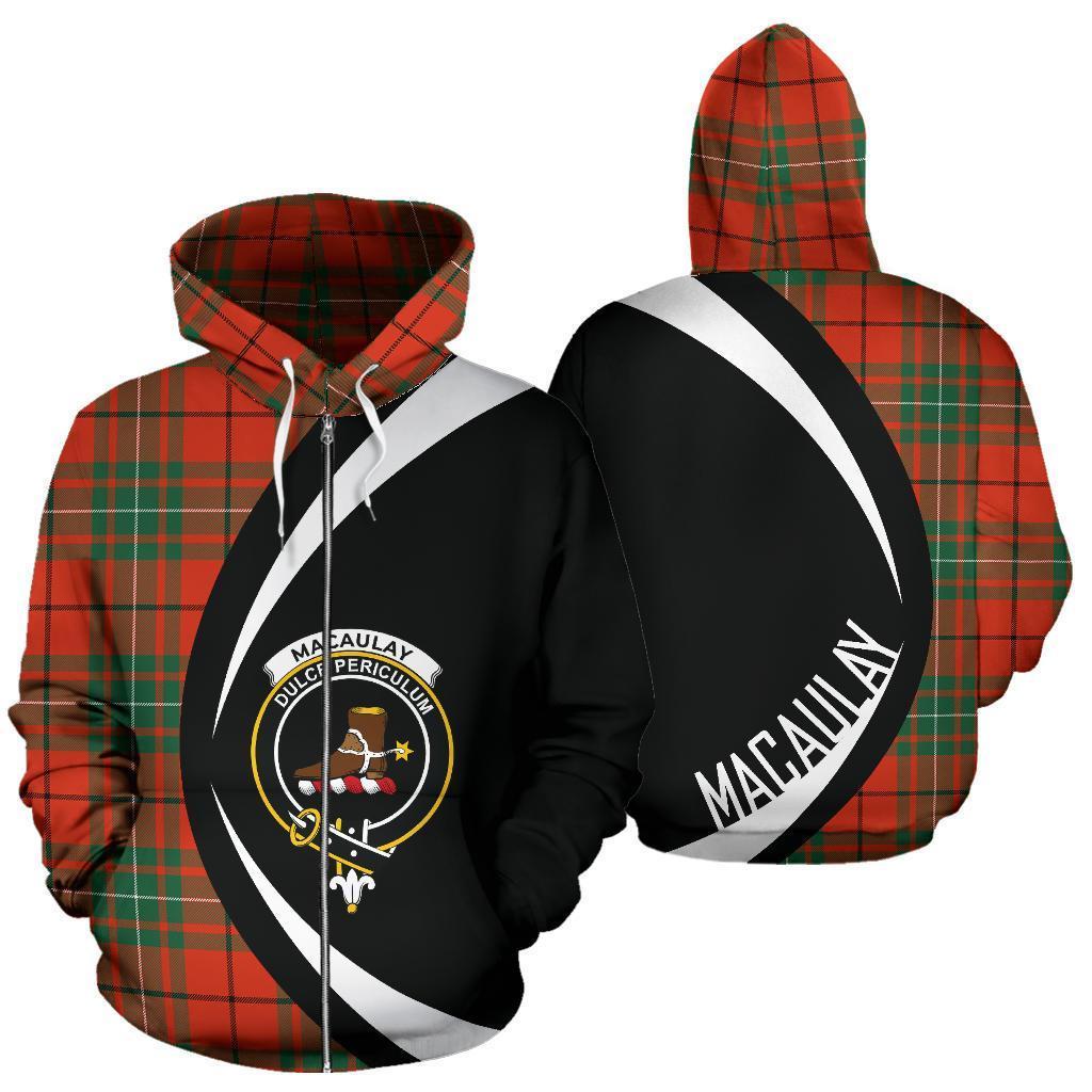 MacAulay Ancient Tartan Crest Zipper Hoodie - Circle Style