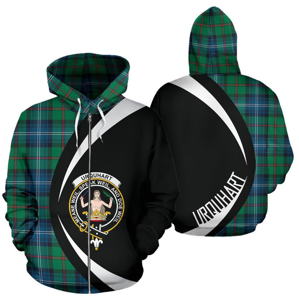 Urquhart Ancient Tartan Crest Zipper Hoodie - Circle Style