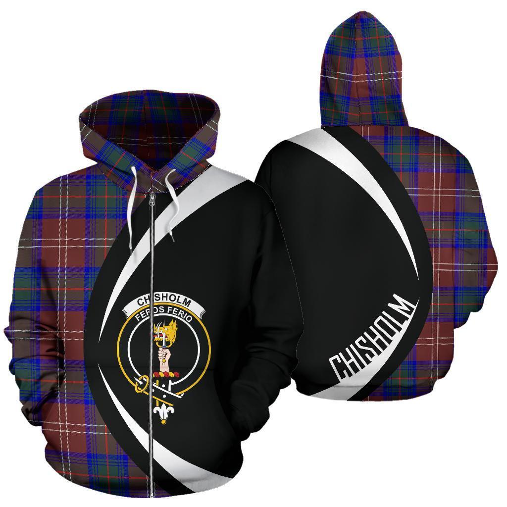 Chisholm Hunting Modern Tartan Crest Zipper Hoodie - Circle Style