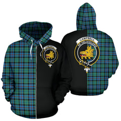 Campbell of Cawdor Ancient Tartan Crest Zipper Hoodie - Half Of Me Style