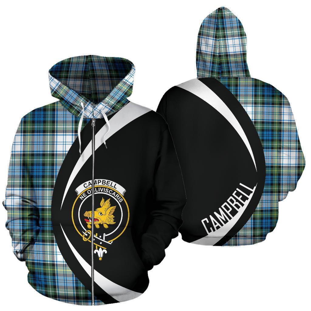 Campbell Dress Ancient Tartan Crest Zipper Hoodie - Circle Style