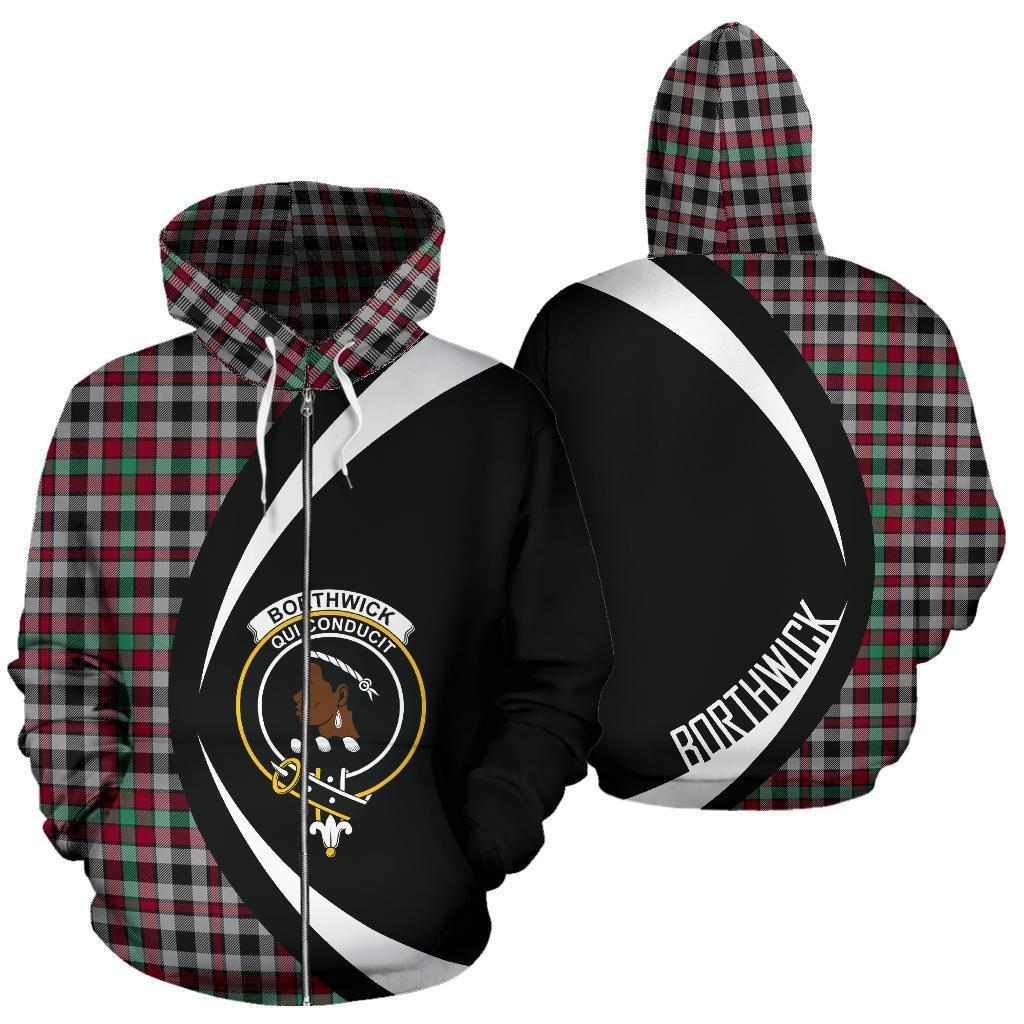 Borthwick Ancient Tartan Crest Zipper Hoodie - Circle Style