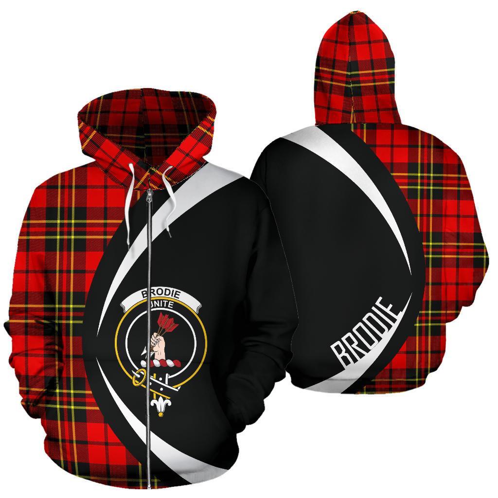 Brodie Modern Tartan Crest Zipper Hoodie - Circle Style