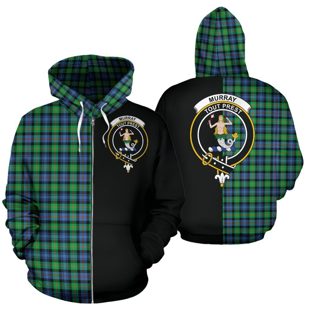 Murray of Atholl Ancient Tartan Crest Zipper Hoodie - Half Of Me Style