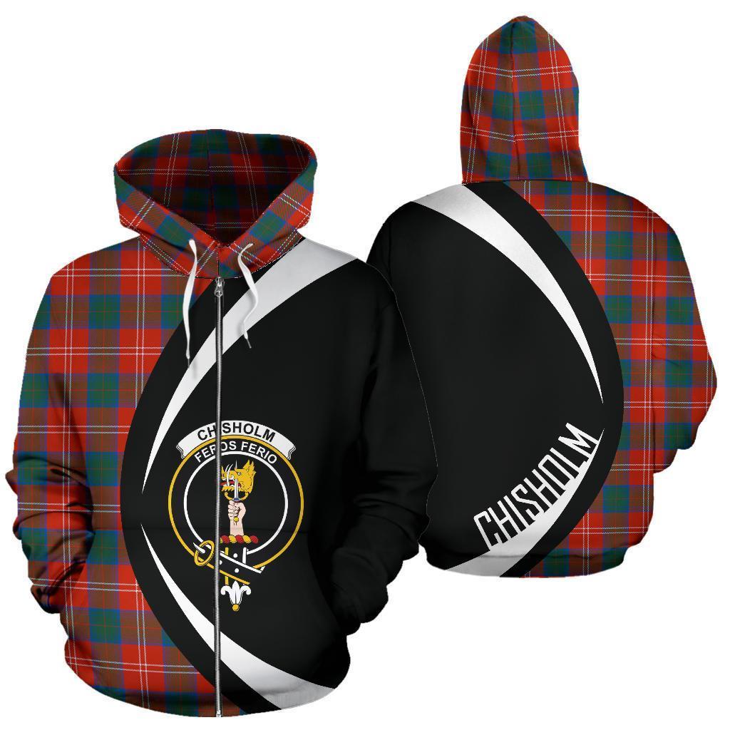 Chisholm Ancient Tartan Crest Zipper Hoodie - Circle Style