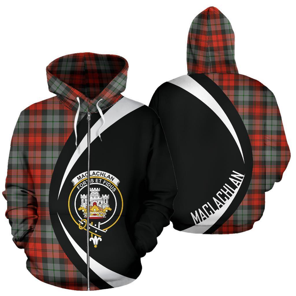 MacLachlan Weathered Tartan Crest Zipper Hoodie - Circle Style