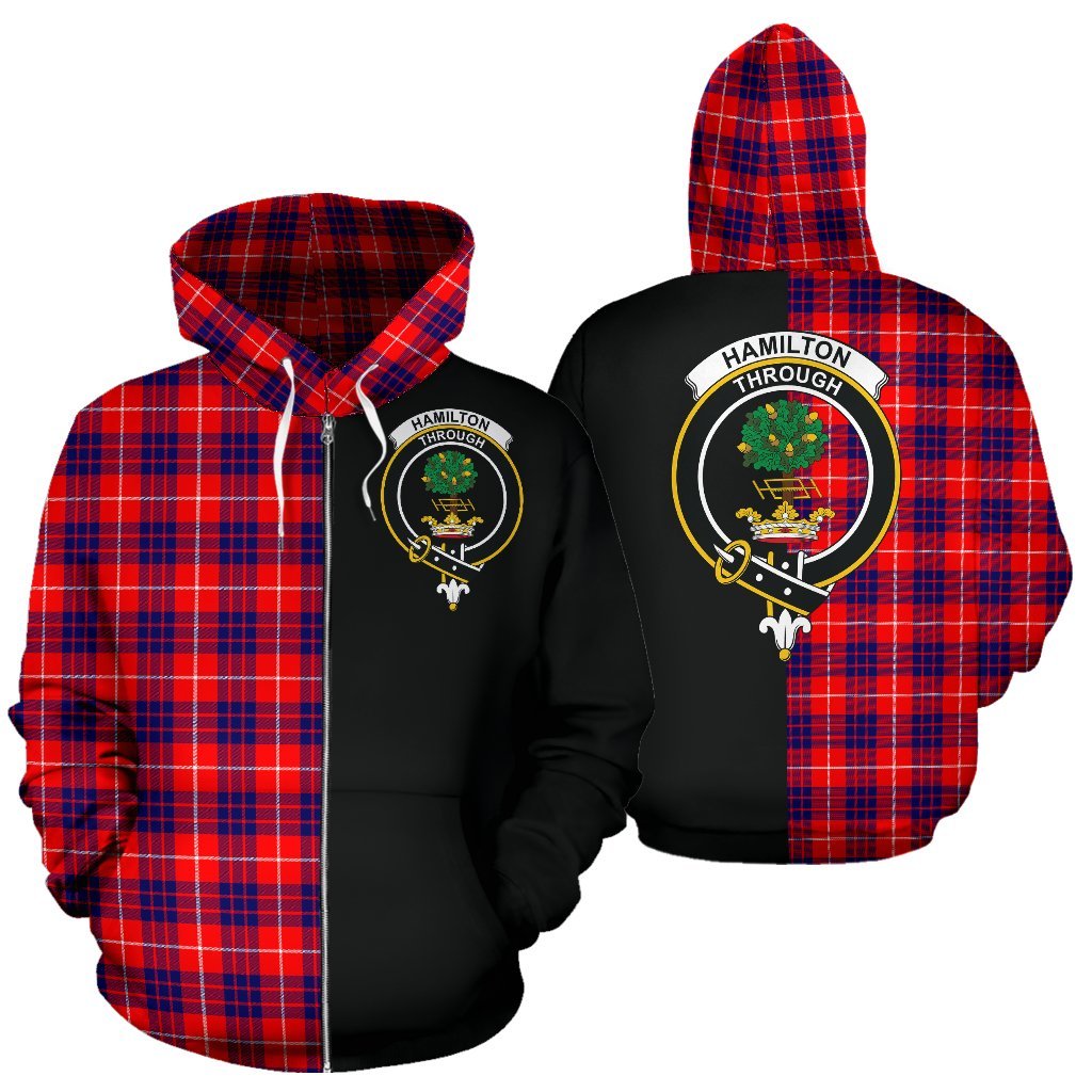 Hamilton Modern Tartan Crest Zipper Hoodie - Half Of Me Style