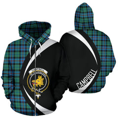 Campbell of Cawdor Ancient Tartan Crest Zipper Hoodie - Circle Style