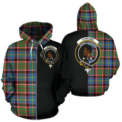 Stirling & Bannockburn District Tartan Crest Zipper Hoodie - Half Of Me Style