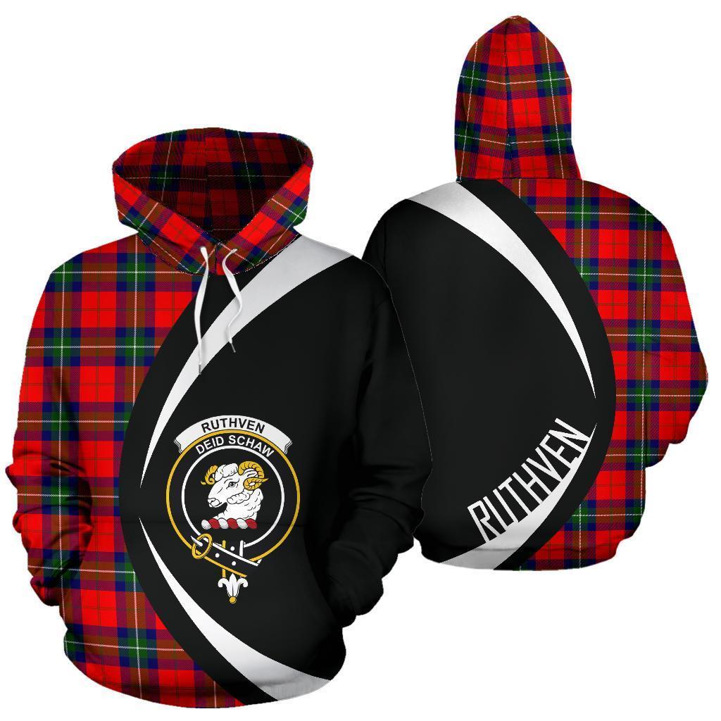 Ruthven Modern Tartan Crest Hoodie - Circle Style