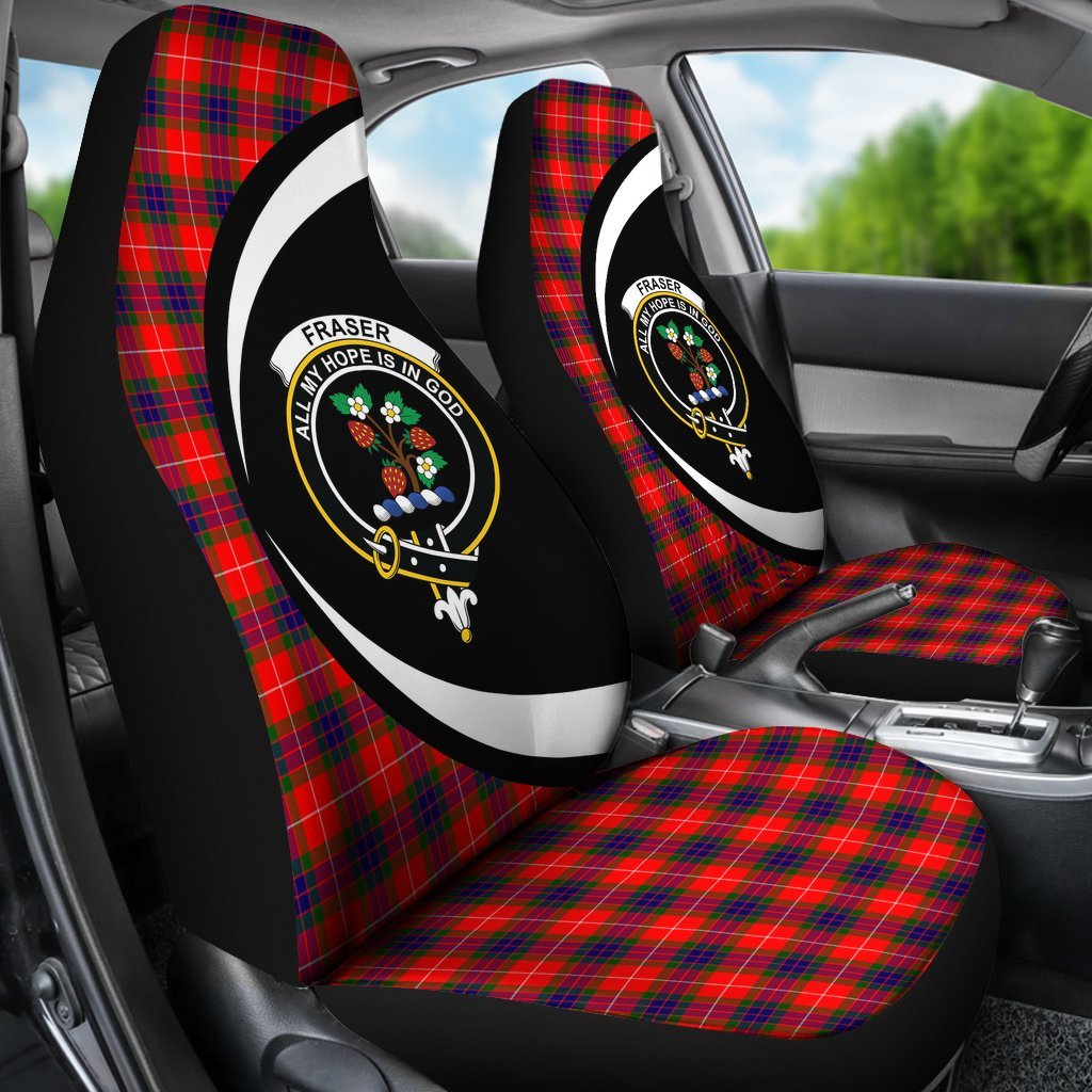 Fraser Modern Tartan Crest Circle Car Seat Cover