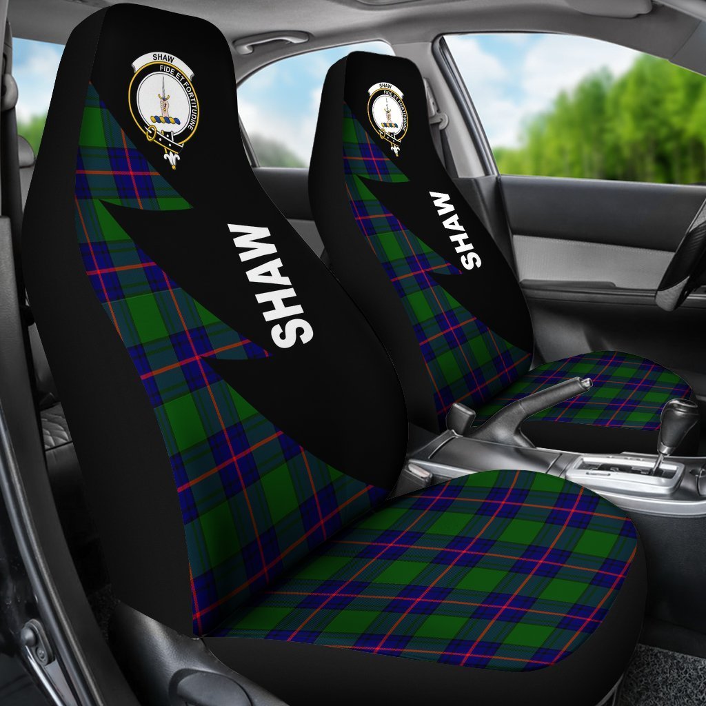 Shaw (Of Tordarroch) Tartan Crest Car Seat Cover - Flash Version
