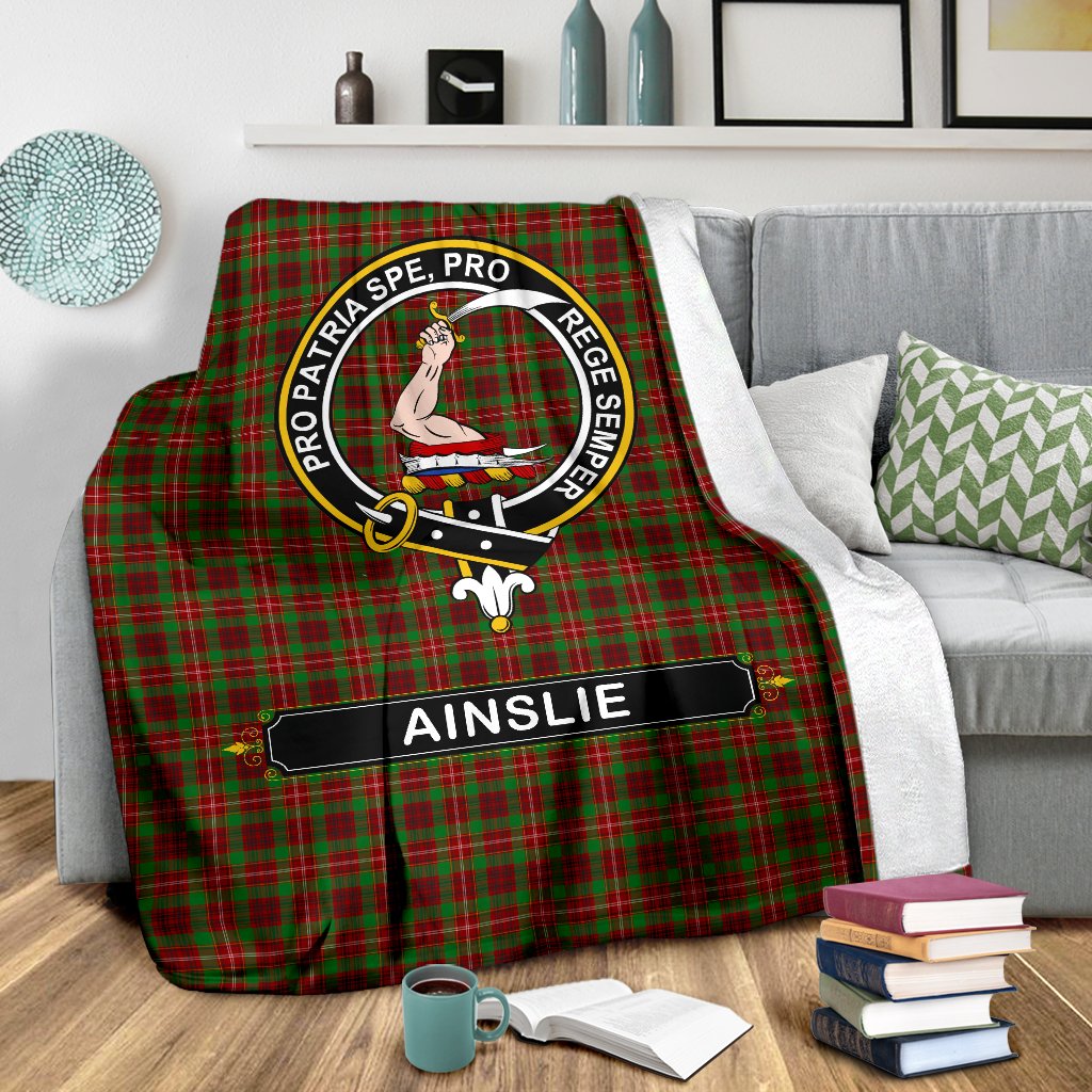 Ainslie Family Tartan Crest Blanket - 3 Sizes