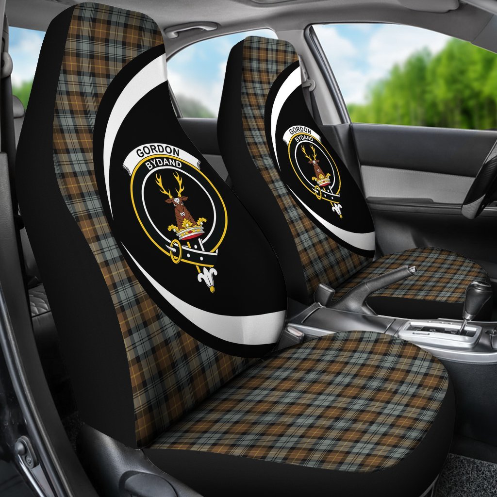 Gordon Weathered Tartan Crest Car Seat Cover
