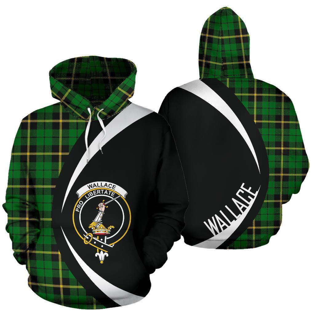 Wallace Hunting - Green Tartan Crest Hoodie - Circle Style