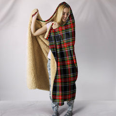 Stewart Black Tartan Hooded Blanket