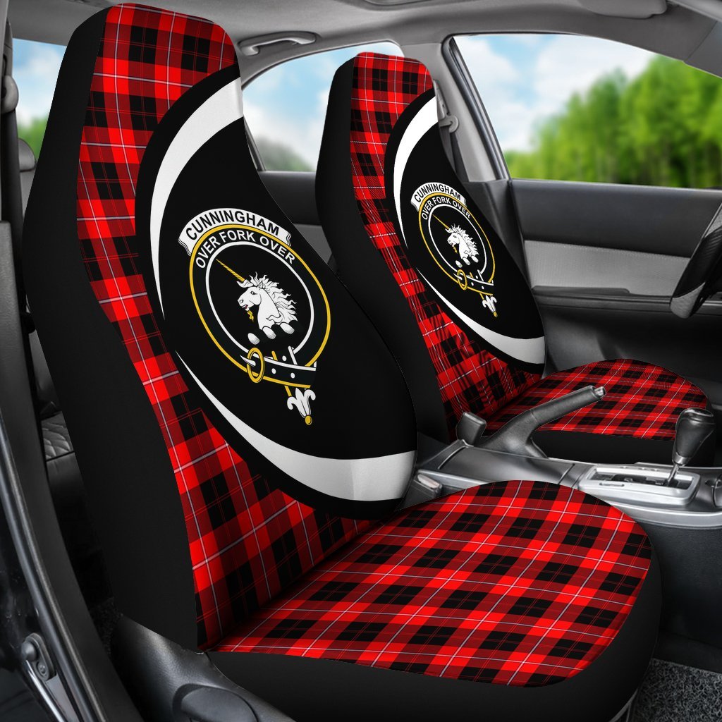 Cunningham Modern Tartan Crest Circle Style Car Seat Cover
