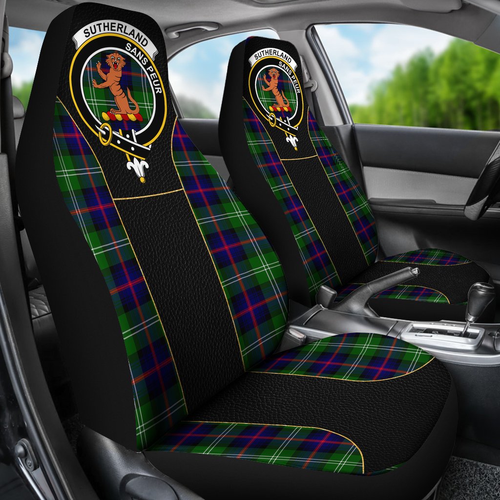Sutherland Tartan Crest Car Seat Cover Special Version
