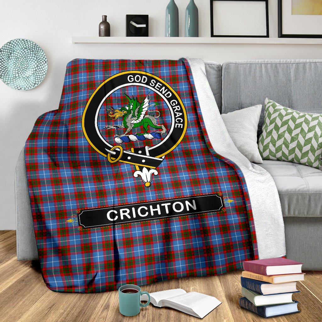 Crichton Family Tartan Crest Blanket - 3 Sizes