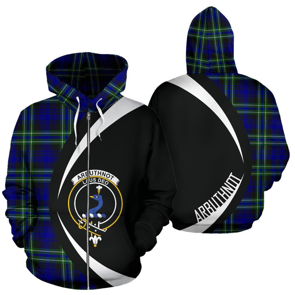 Arbuthnot Modern Tartan Crest Zipper Hoodie - Circle Style