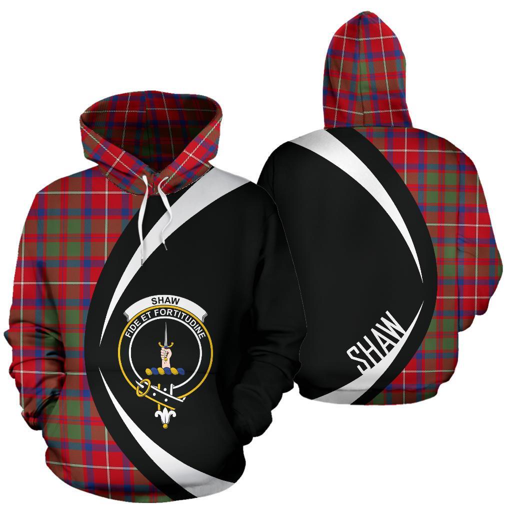 Shaw Red Modern Tartan Crest Hoodie - Circle Style