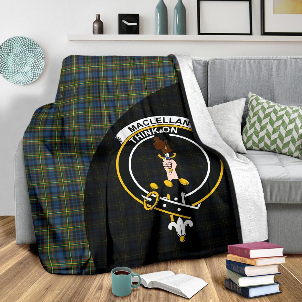 MacLellan Ancient Tartan Crest Blanket Wave Style