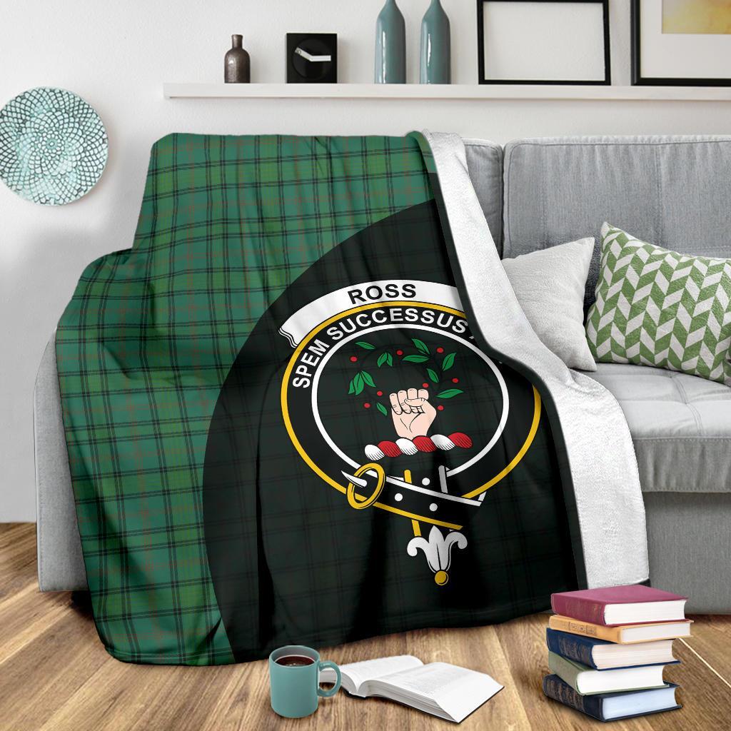 Ross Hunting Ancient Tartan Crest Blanket Wave Style