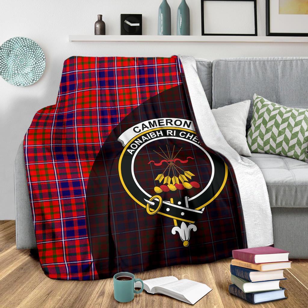 Cameron of Lochiel Modern Tartan Crest Blanket Wave Style