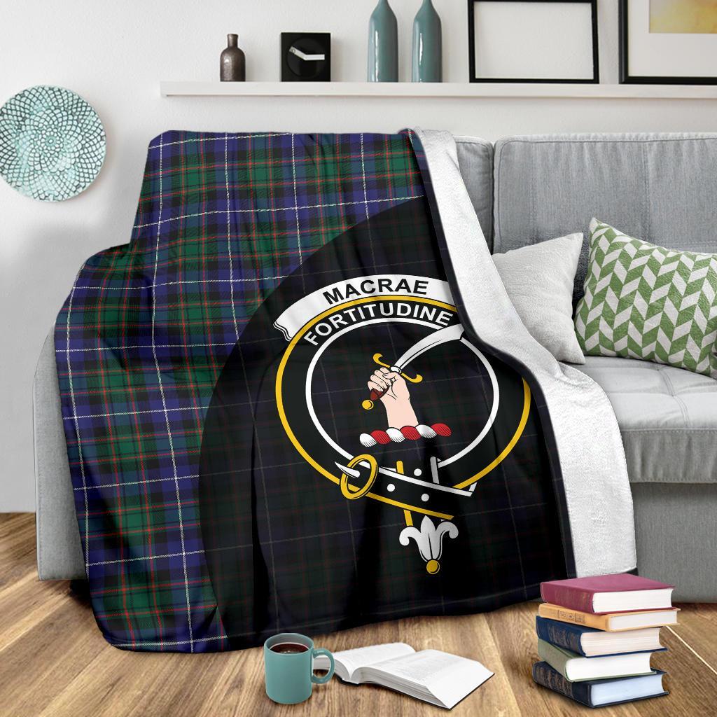 MacRae Hunting Modern Tartan Crest Blanket Wave Style