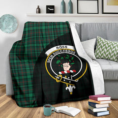 Ross Hunting Modern Tartan Crest Blanket Wave Style