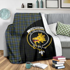 Campbell Faded Tartan Crest Blanket Wave Style