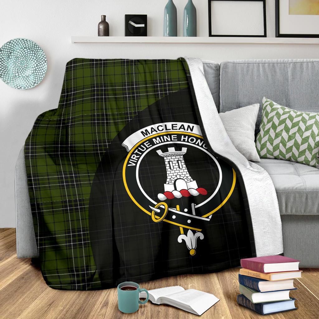 MacLean Hunting Tartan Crest Blanket Wave Style