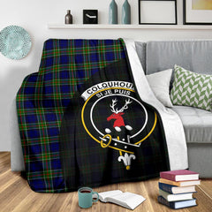 Colquhoun Modern Tartan Crest Blanket Wave Style