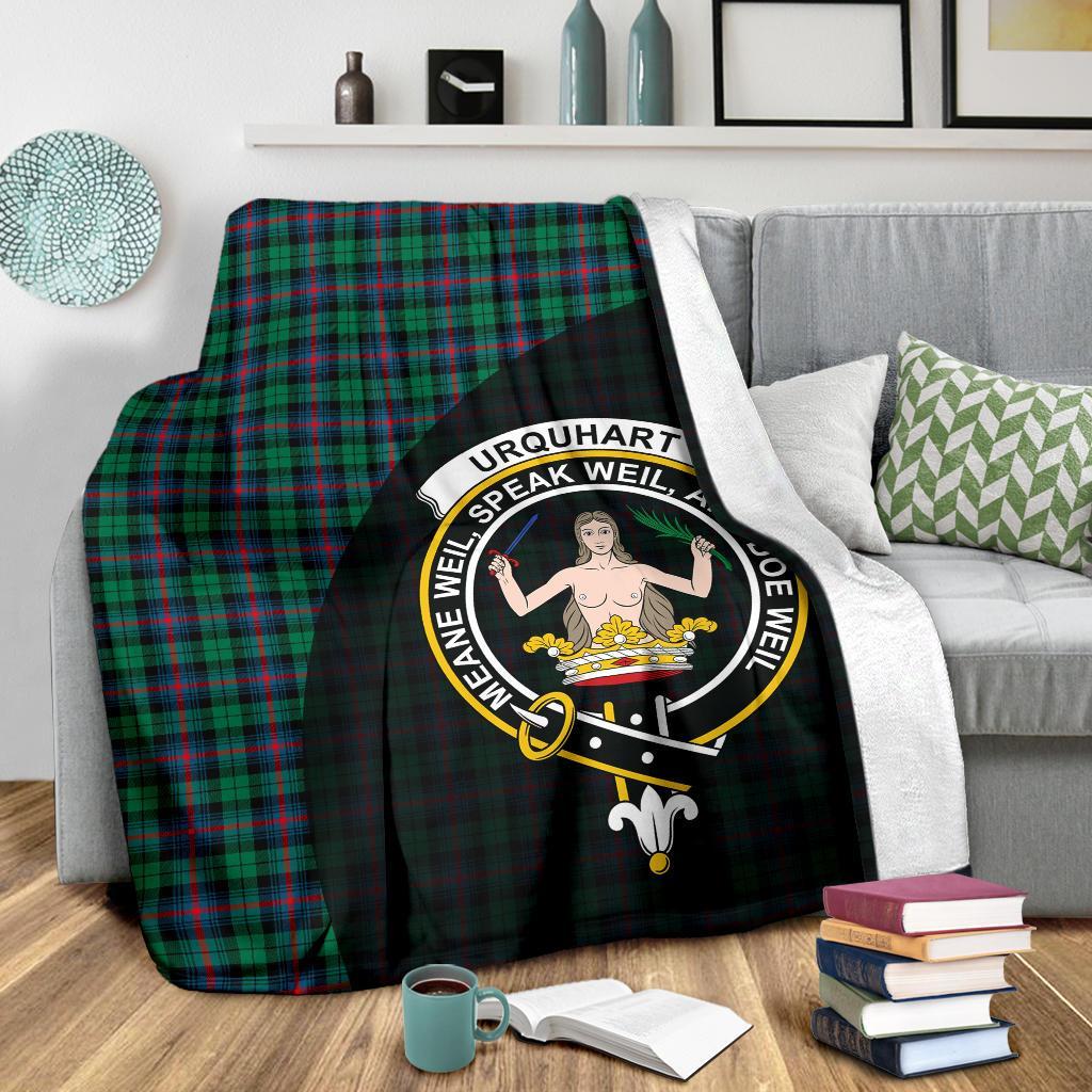 Urquhart Broad Red Ancient Tartan Crest Blanket Wave Style