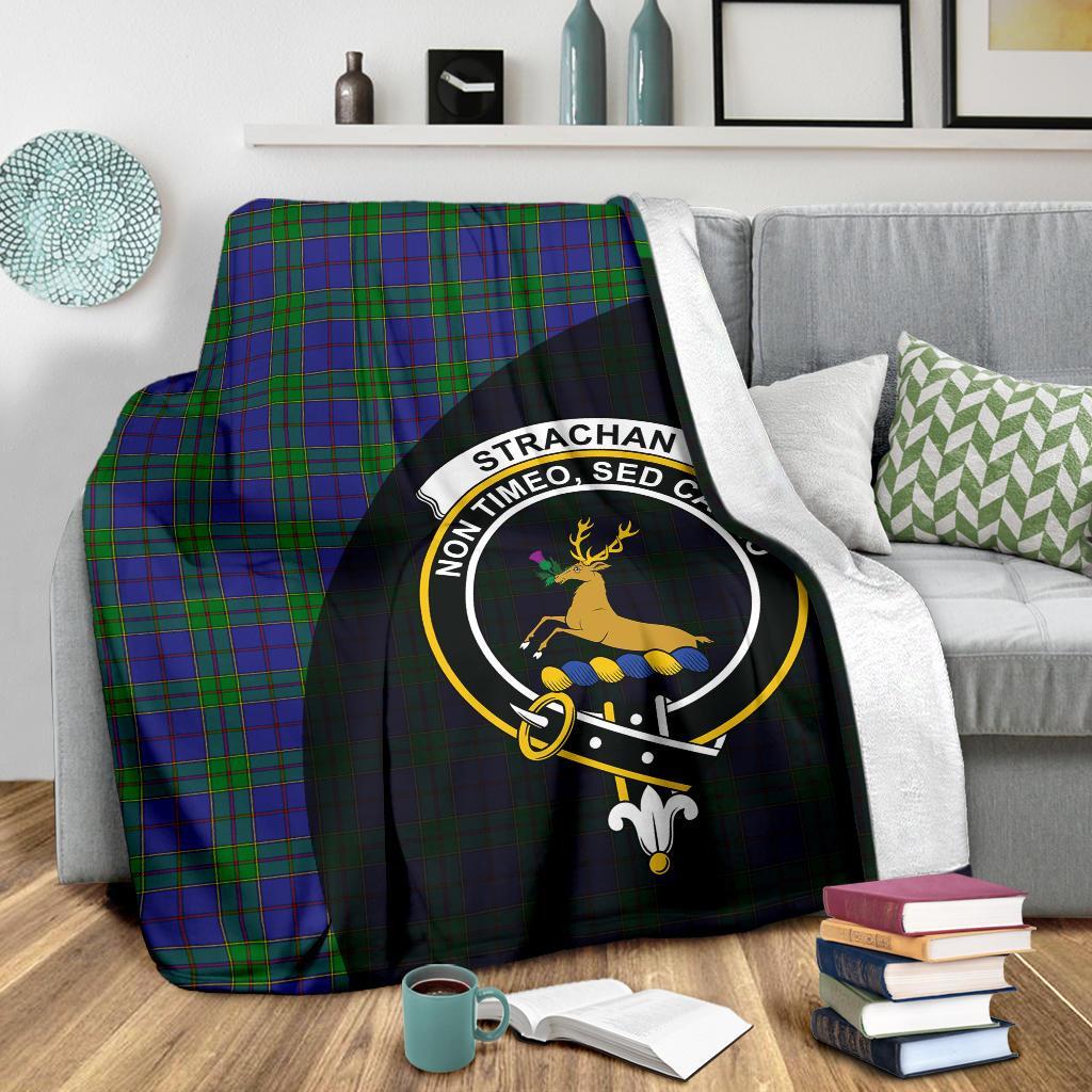 Strachan Tartan Crest Blanket Wave Style