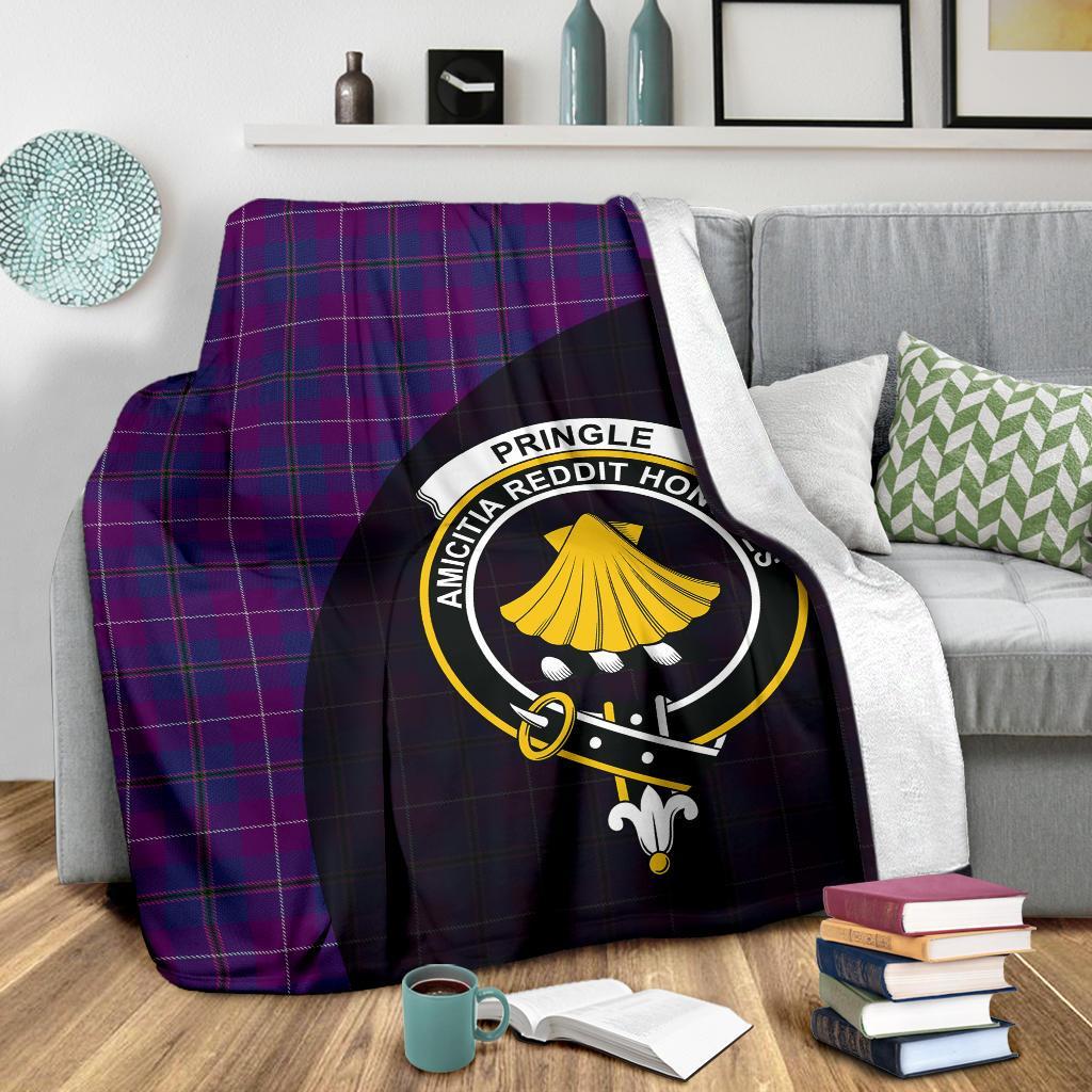 Pride of Glencoe Tartan Crest Blanket Wave Style
