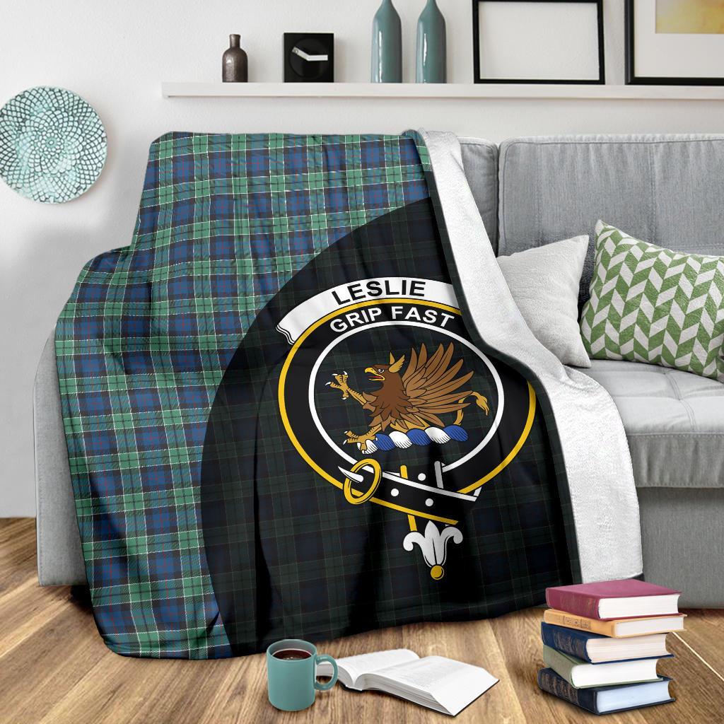 Leslie Hunting Ancient Tartan Crest Blanket Wave Style