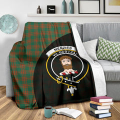 Menzies Green Ancient Tartan Crest Blanket Wave Style