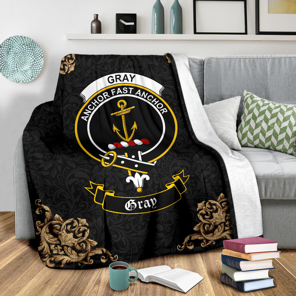 Gray Crest Tartan Premium Blanket Black - SP