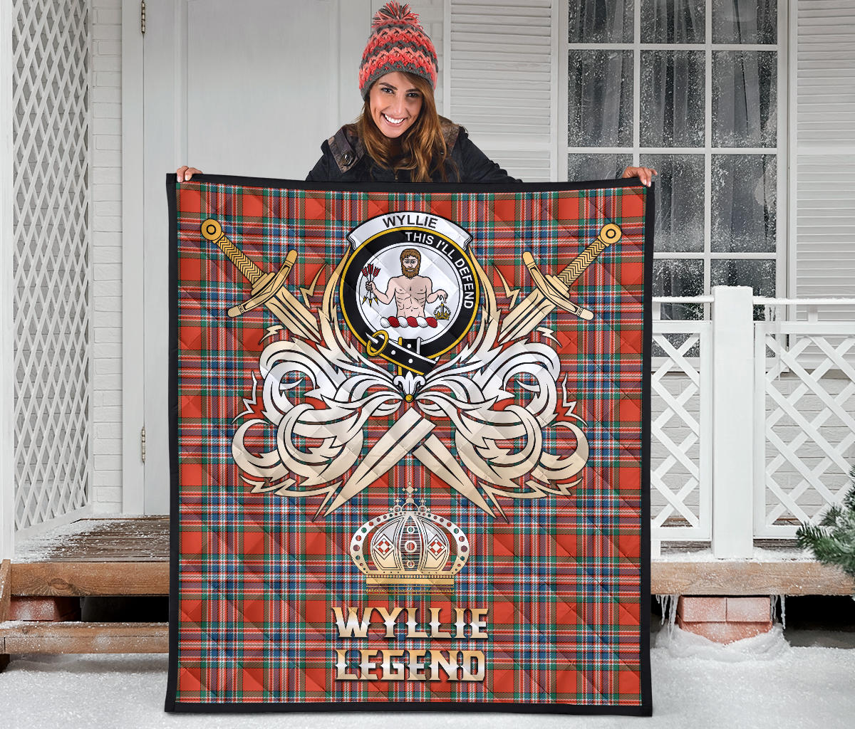 Wyllie Tartan Crest Legend Gold Royal Premium Quilt SP