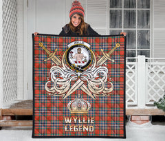 Wyllie Tartan Crest Legend Gold Royal Premium Quilt SP