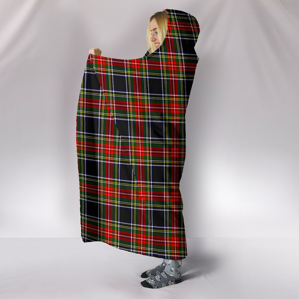 Stewart Black Tartan Hooded Blanket