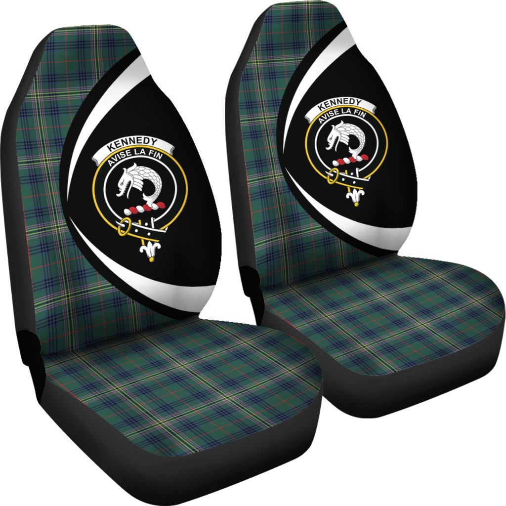 Kennedy Modern Tartan Crest Circle Car Seat Cover