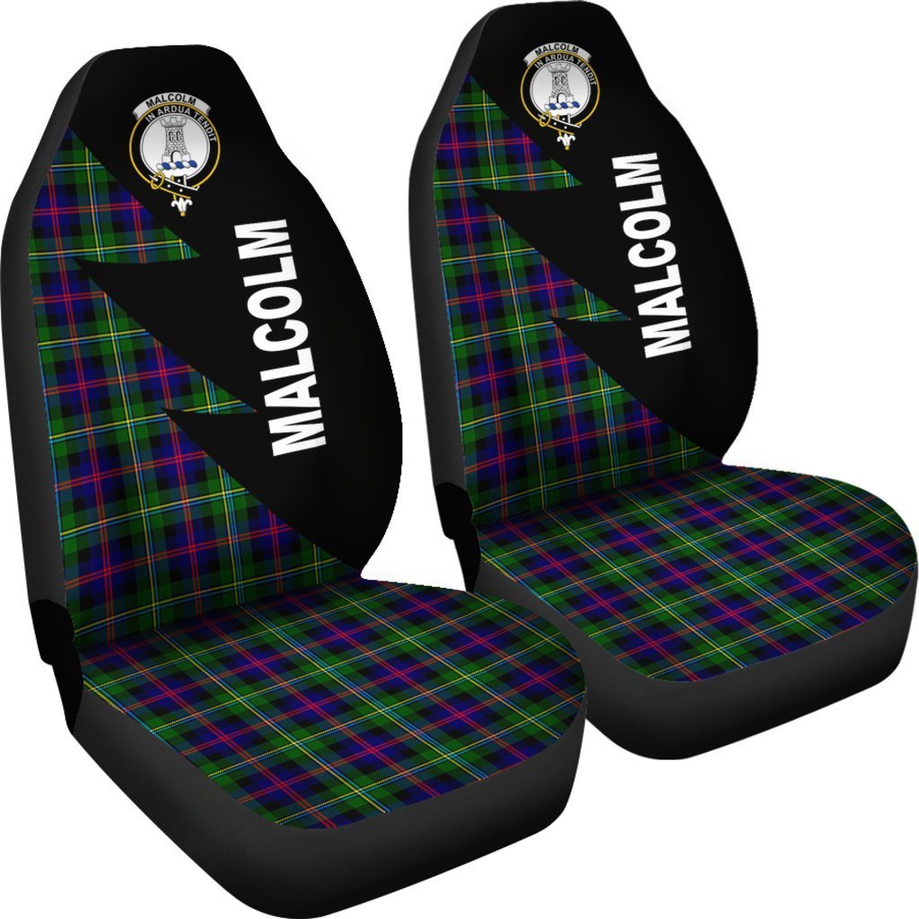 Malcolm (MacCallum) Modern Tartan Crest Car Seat Cover - Flash Style