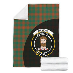 Menzies Green Ancient Tartan Crest Blanket Wave Style