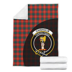 Chisholm Ancient Tartan Crest Blanket Wave Style