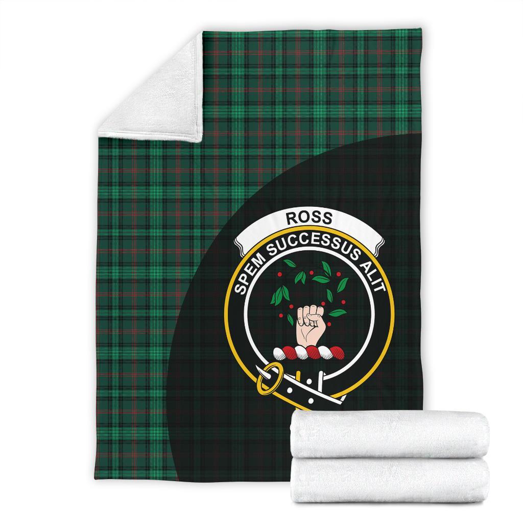 Ross Hunting Modern Tartan Crest Blanket Wave Style